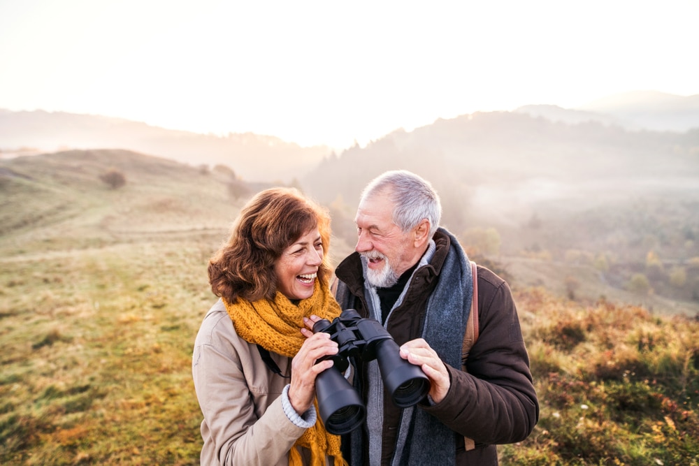 Senior,Couple,On,A,Walk,In,An,Autumn,Nature.